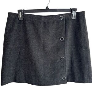 Prana Wrap Skirt Womens Size 14 Charcoal Gray Wool Blend Fully Lined Classic